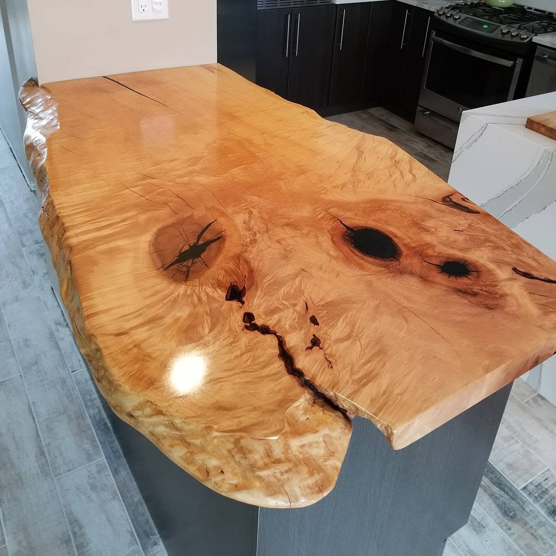 Spalted maple live-edge kitchen island top
